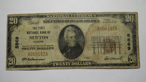 $20 1929 Newton Illinois IL National Currency Bank Note Bill Ch. #5869 RARE!