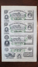 Load image into Gallery viewer, $1-$1-$2-$5 1865 East Haddam Connecticut Obsolete Currency Uncut Sheet Bank Bill