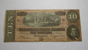 $10 1864 Richmond Virginia VA Confederate Currency Bank Note Bill RARE T68 VF