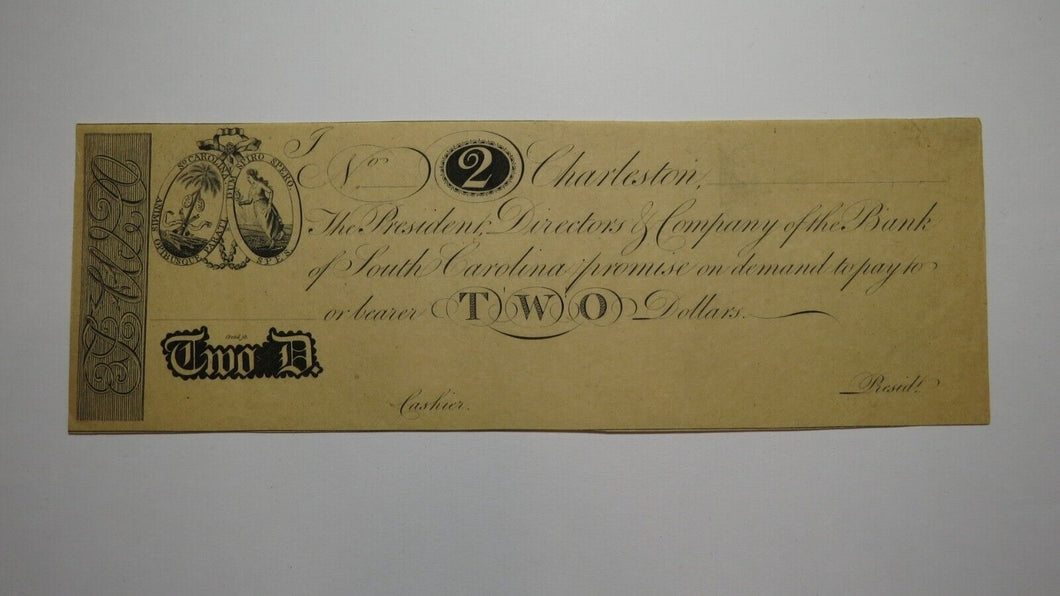 $2 18__ Charleston South Carolina Obsolete Currency Bank Note Original Reprint