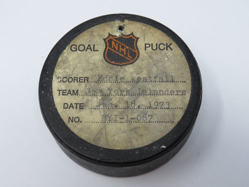1972-73 Eddie Westfall New York Islanders Game Used Goal Scored NHL Hockey Puck