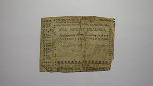 1761 Twenty Shillings North Carolina NC Colonial Currency Note Bill! RARE 20s