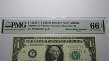 Load image into Gallery viewer, $1 2017 Radar Serial Number Federal Reserve Currency Bank Note Bill PMG UNC66EPQ