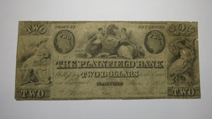 $2 1843 Plainfield New Jersey Obsolete Currency Bank Note Bill Plainfield Bank