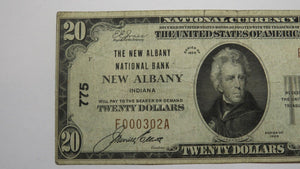$20 1929 New Albany Indiana IN National Currency Bank Note Bill Charter #775 VF