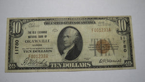 $10 1929 Okawville Illinois IL National Currency Bank Note Bill Ch. #11780 FINE