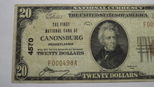 Load image into Gallery viewer, $20 1929 Canonsburg Pennsylvania PA National Currency Bank Note Bill! #4570 VF