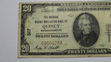 Load image into Gallery viewer, $20 1929 Quincy Massachusetts MA National Currency Bank Note Bill Ch. #517 RARE