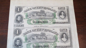 $1-$1-$2-$5 1865 East Haddam Connecticut Obsolete Currency Uncut Sheet Bank Bill