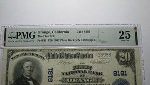$20 1902 Orange California CA National Currency Bank Note Bill Ch #8181 VF25 PMG