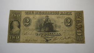 $2 1858 Augusta Georgia GA Obsolete Currency Bank Note Bill The Mechanics Bank