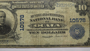 $10 1902 Ocala Florida FL National Currency Bank Note Bill Ch. #10578 F15 PMG