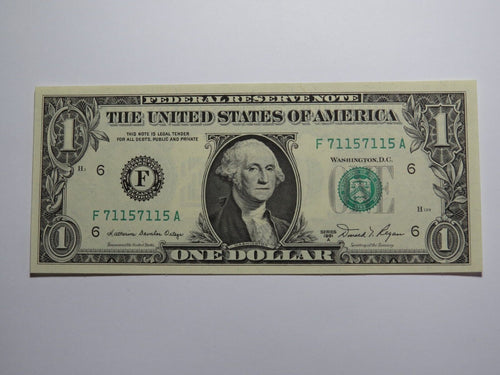 $1 1981 Repeater Serial Number Federal Reserve Currency Bank Note Bill UNC+ 7115