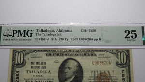 $10 1929 Talladega Alabama AL National Currency Bank Note Bill Ch #7558 VF25 PMG