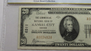 $20 1929 Kansas City Kansas National Currency Bank Note Bill Ch. #6311 VF35 PCGS