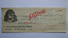 Load image into Gallery viewer, $15 1925 St. Louis Missouri Cancelled Check! Jefferson Gravois Bank