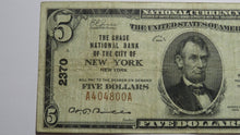 Load image into Gallery viewer, $5 1929 New York City NY National Currency Bank Note Bill Ch. #2370 FINE