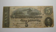 Load image into Gallery viewer, $5 1864 Richmond Virginia VA Confederate Currency Bank Note Bill RARE T69 VF