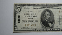 Load image into Gallery viewer, $5 1929 La Grande Oregon OR National Currency Bank Note Bill Charter #13602 VF+