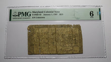 Load image into Gallery viewer, 1767 $2/3 Maryland MD Colonial Currency Bank Note Bill G6 PMG Graded RARE!