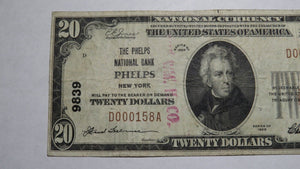 $20 1929 Phelps New York NY National Currency Bank Note Bill Ch. #9839 RARE!