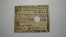 Load image into Gallery viewer, $5 1780 Massachusetts Bay MA Colonial Currency Bank Note Bill! May 5, 1780 VF++