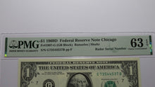 Load image into Gallery viewer, $1 1969 Radar Serial Number Federal Reserve Currency Bank Note Bill PMG UNC63EPQ