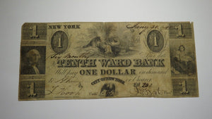 $1 1840 New York City NY Obsolete Currency Bank Note Bill! Tenth Ward Bank!