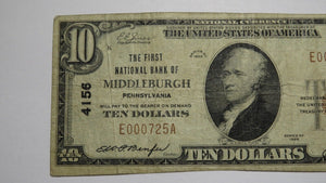 $10 1929 Middleburgh Pennsylvania PA National Currency Bank Note Bill Ch. #4156