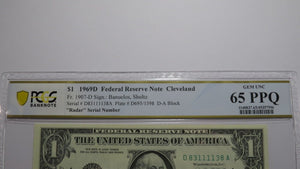 $1 1969 Fancy Radar Serial Number Federal Reserve Currency Note Bill #83111138