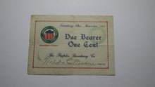 Load image into Gallery viewer, $.01 1917 Lewisburg Ohio OH Obsolete Currency Bank Note Bill! Peoples Banking Co