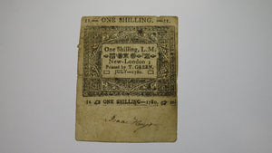 1780 One Shilling Hartford Connecticut CT Colonial Currency Note Bill Rare Issue