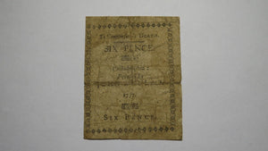 1777 Six Pence Pennsylvania PA Colonial Currency Bank Note Bill RARE ISSUE 6d