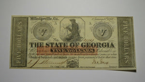 $5 1862 Milledgeville Georgia GA Obsolete Currency Bank Note Bill! State of GA
