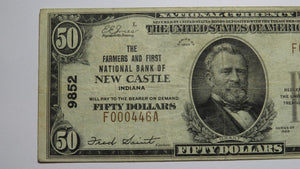 $50 1929 New Castle Indiana IN National Currency Bank Note Bill Ch. #9852 VF+