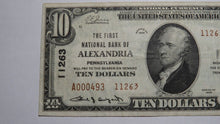 Load image into Gallery viewer, $10 1929 Alexandria Pennsylvania PA National Currency Bank Note Bill #11263 XF