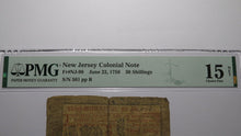 Load image into Gallery viewer, 1756 Thirty Shillings New Jersey NJ Colonial Currency Bank Note Bill F15 PMG 30