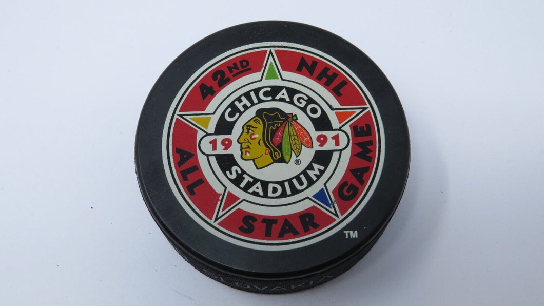 1991 NHL All Star Game Official Collectible InGlasco Vintage Hockey Puck Chicago