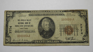 $20 1929 South Otselic New York NY National Currency Bank Note Bill #7774 RARE!