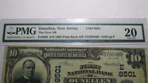 $10 1902 Dunellen New Jersey NJ National Currency Bank Note Bill #8501 VF20 PMG!