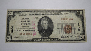 $20 1929 Phelps New York NY National Currency Bank Note Bill Ch. #9839 RARE!