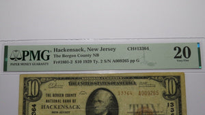 $10 1929 Hackensack New Jersey NJ National Currency Bank Note Bill #13364 VF20