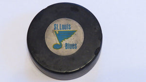 1972-73 Murray Wilson Montreal Canadiens Game Used Goal Scored Puck -Blues Logo