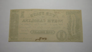 $1 1862 Raleigh North Carolina Obsolete Currency Bank Note Bill State of NC AU