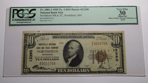 $10 1929 Northfield Minnesota MN National Currency Bank Note Bill #13350 VF30