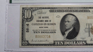 $10 1929 Castleton On Hudson New York NY National Currency Bank Note Bill #5816