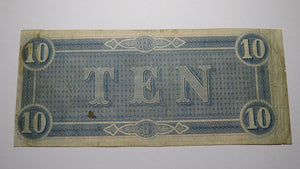$10 1864 Richmond Virginia VA Confederate Currency Bank Note Bill RARE T68 VF