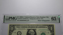 Load image into Gallery viewer, $1 1988 Radar Serial Number Federal Reserve Currency Bank Note Bill PMG UNC65EPQ