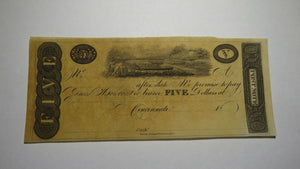 $5 18__ Cincinnati Ohio OH Obsolete Currency Bank Note Bill Remainder!  Piatt Co