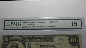 $10 1902 Arkadelphia Arkansas AR National Currency Bank Note Bill #10087 PMG F15